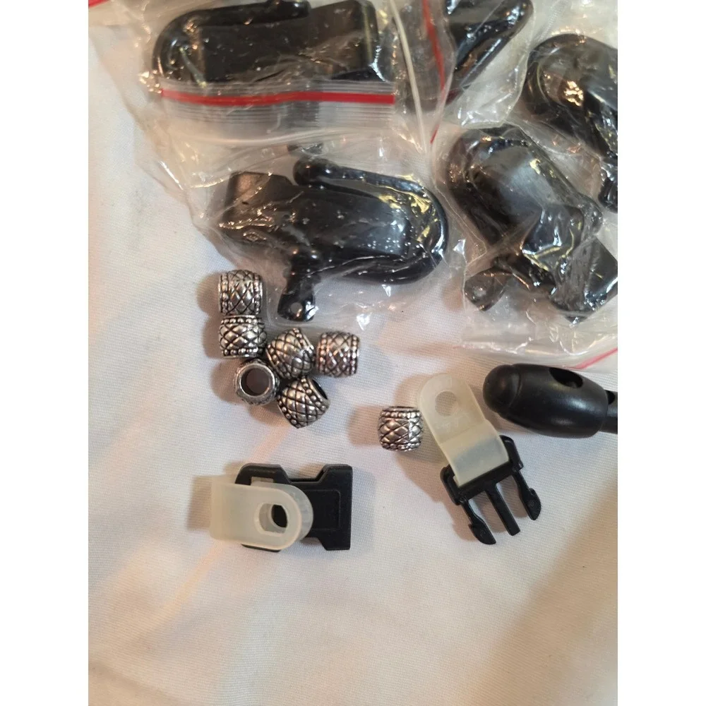 Paracord Hardware Lot Cord Locks Metal Shackles Buckles Beads Black Silver DIY